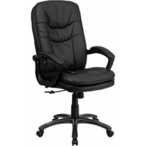 High Back Massaging Black Leather Executive Swivel Office Chair